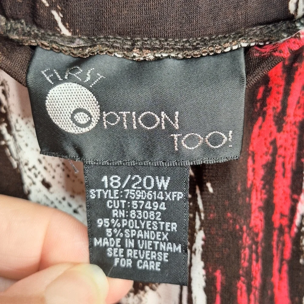 First Option Too Skirt Womens 18/20W Pull On‎ Stretch Tiered Hemline Brown Multi